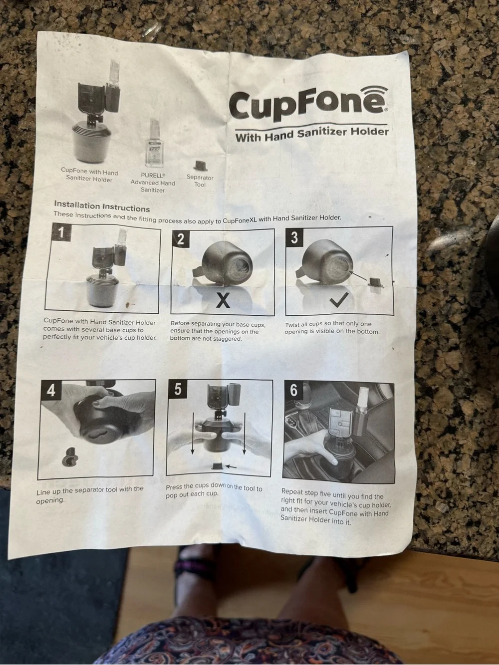 Adjustable Black Cup-Holder Phone Mount with Side Accessory Cup